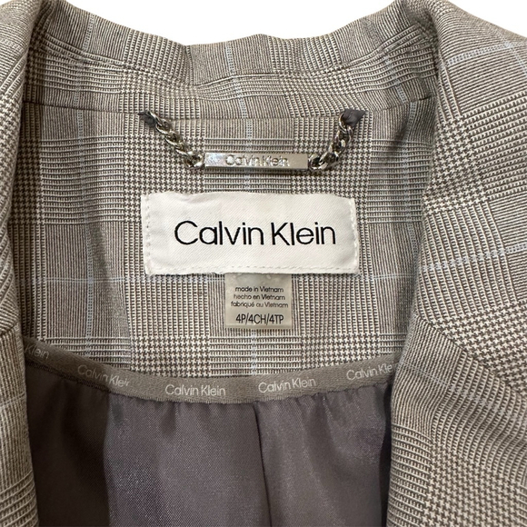 Calvin Klein Blazer, Size 4P, Grey, Blue, Black - Picture 3 of 4
